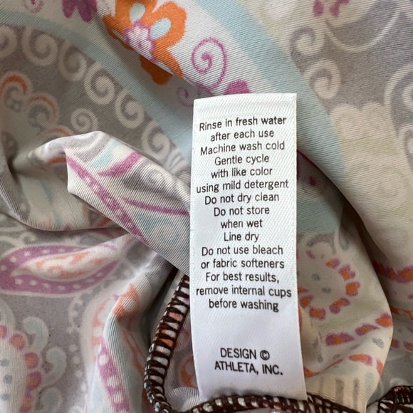 Athleta Bold Paisley V-Neck Racerback Tankini, Brown/Multi, M - Picture 7 of 8